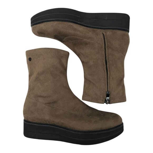 Bussola Portofino Platform Ankle Boot Womens Size US 6.5 EU 37 Side Zip Taupe - Picture 6 of 16